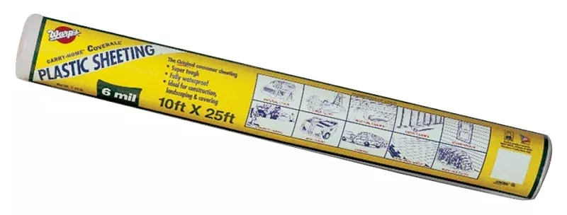 Warp’s 6CH10 Poly Film, 25 ft L, 10 ft W, 6 mil Thick, Clear, Pack of