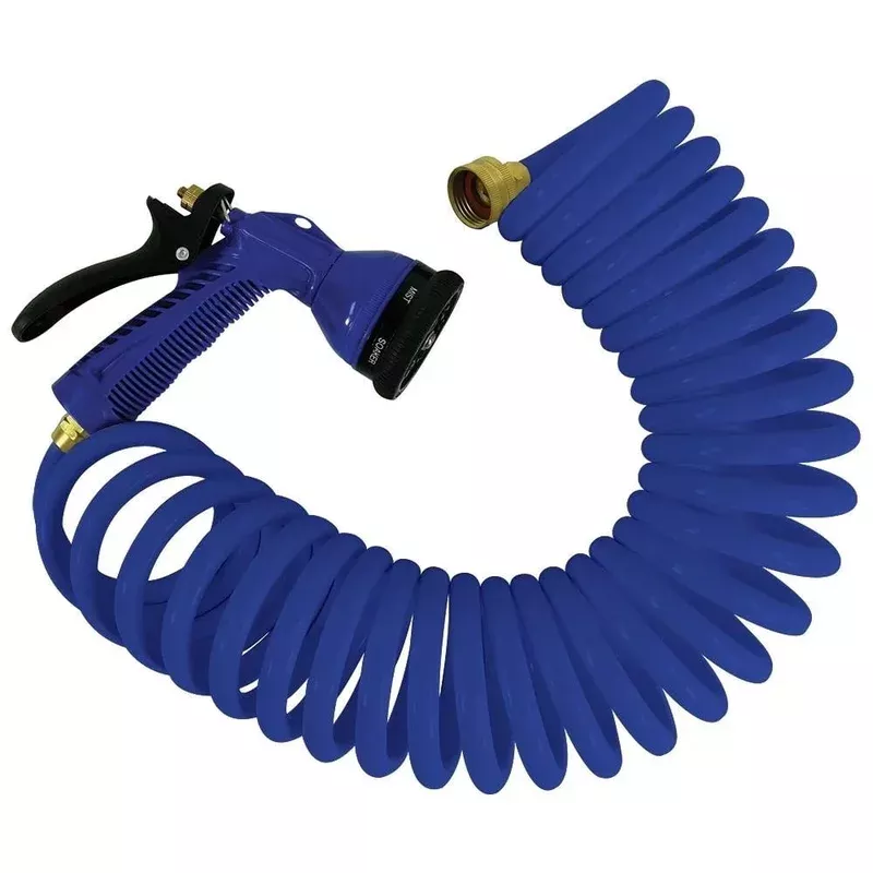 Whitecap 15′ Blue Coiled Hose w/Adjustable Nozzle (P-0440B)