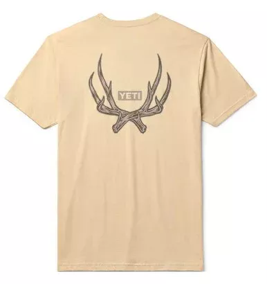 YETI Antler Badge Short Sleeve T-Shirt – Cream – Large