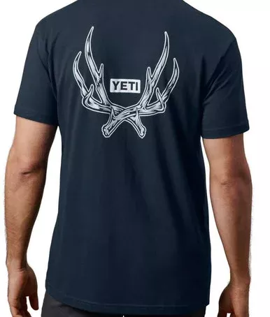 YETI Antler Badge Short Sleeve T-Shirt – Navy – X-Large