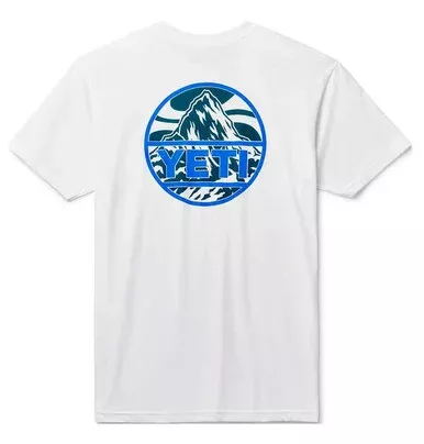 YETI Mountain Badge Short Sleeve T-Shirt – White – Large