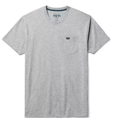 YETI Premium Pocket Short Sleeve T-Shirt – Heather Gray – Medium
