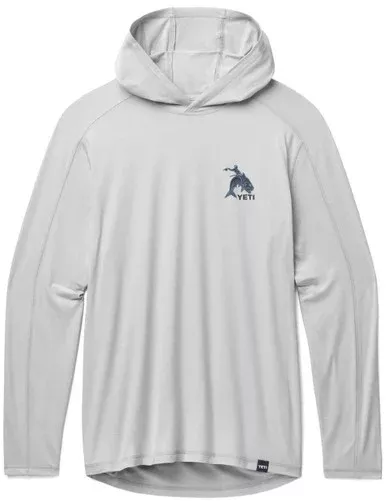 Yeti Tarpon Cowboy Hooded Long Sleeve – Heather Light Gray – Medium