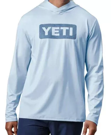 YETI Wave Long Sleeve Hooded Sunshirt – Light Blue – Small