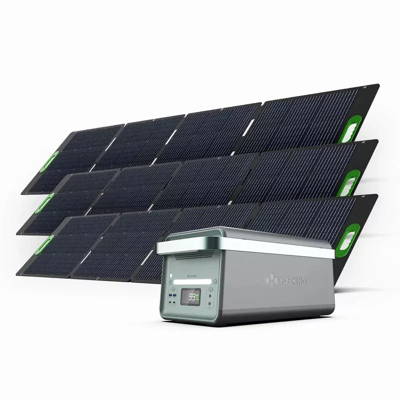 Yoshino B4000 SST 4000W Portable Power Station w/ Three 200 Watt Solar Panel Kit (K40SP23)